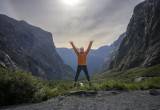 Jumping for joy, we're almost at Milford Sound! 